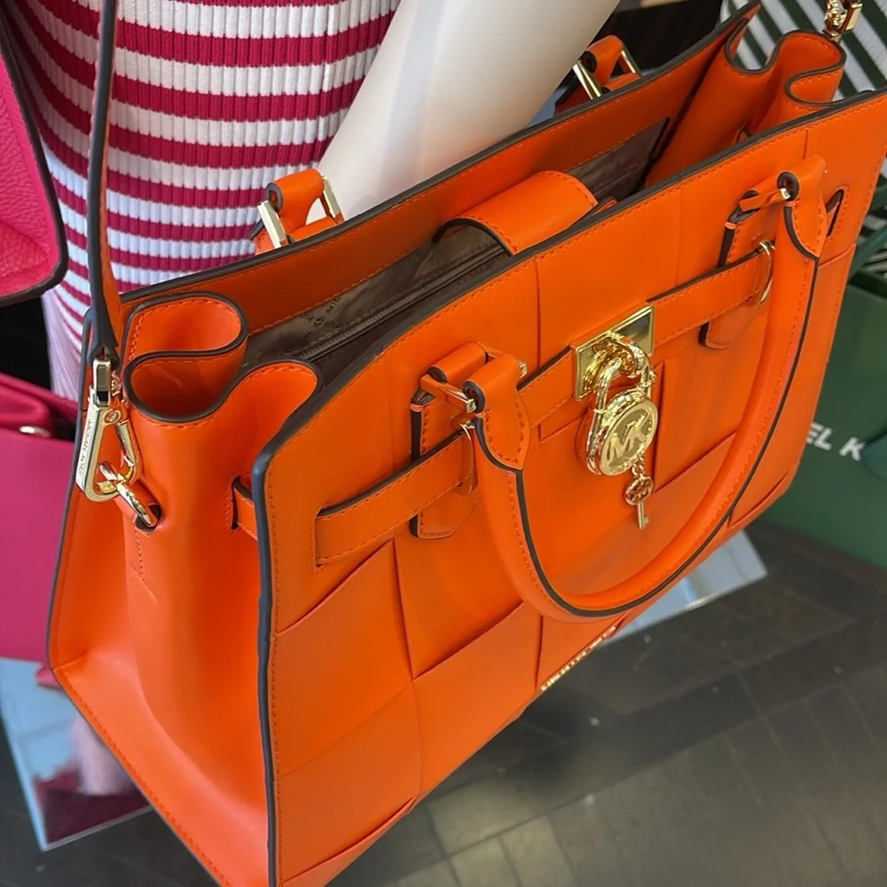 MICHAEL KORS HAMILTON MEDIUM SATCHEL 
 COLOR: POPPY 
NWT - Picture 4 of 16